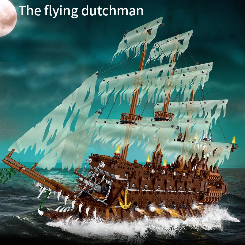 3658pcs MOC Flying Dutchman Netherlands Ship Model Building Blocks Friends Oversized Pirate Boat Ship Bricks Toys for Kids Gifts