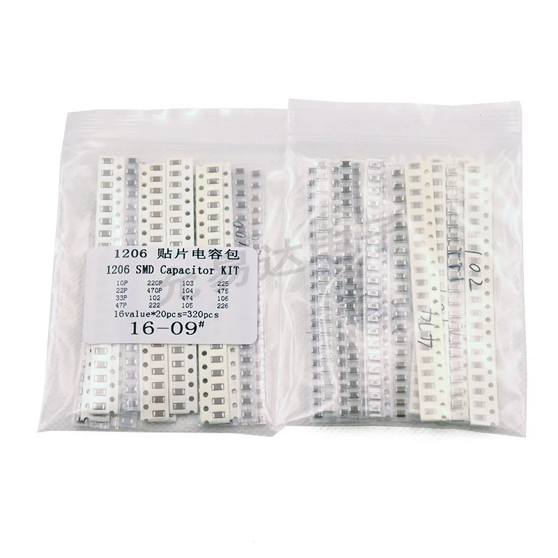 1206SMD Capacitive Package Element bag Sample Package Commonly Used16Species20Only in Total320Only  10P-22UF