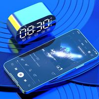 FM Radio Rechargeable LED Digital Alarm Clock HD Mirror Display Portable Bluetooth Speaker Wireless Bluetooth Alarm Clock Desk