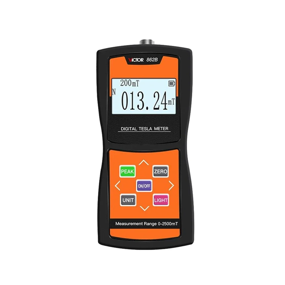 

VICTOR 862B digital tesla meter test magnetic field level 2 accuracy 200 mT (2000Gs) 2000 mT (20000Gs) 9 V battery gauss meter