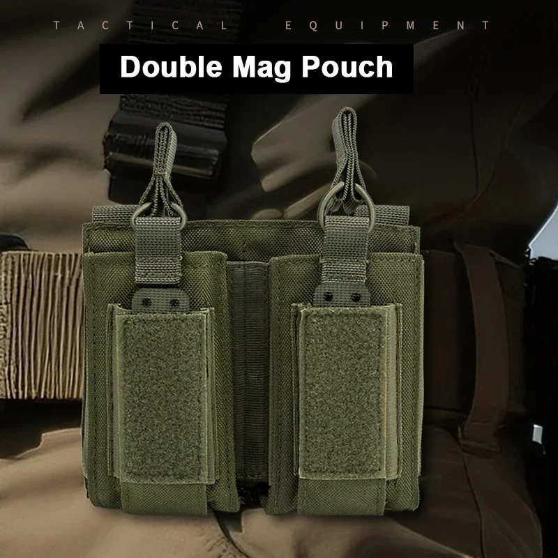 Toy Gun M4 M16 Molle Double Magazine Pouch Open-Top 9mm Pistol Mag Holster Double-Layer Mag Holder Vest Pouches EDC Tool Bag