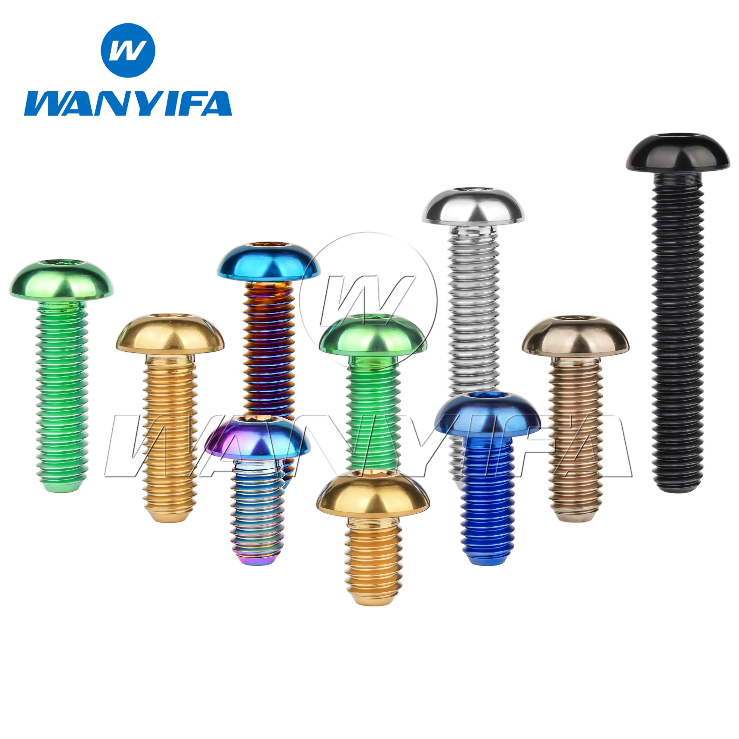 Wanyifa Titanium Bolt M4x6 8 10 12 15 20mm Button Allen Key Umbrella Head TI ScrewS for Bicycle