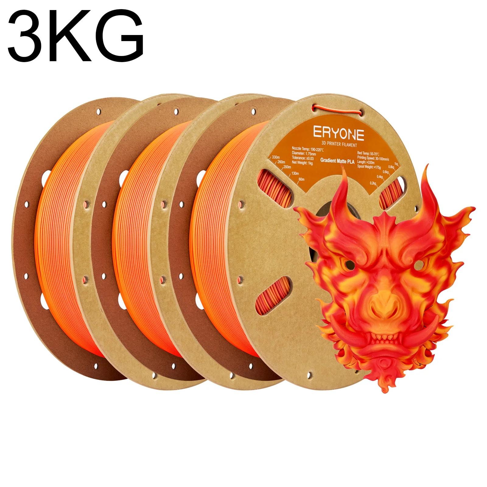 ERYONE 3KG Matte Gradient Multicolor PLA Filament Matte Gradient Regenboog 3D Printer PLA Filament Filament PLA