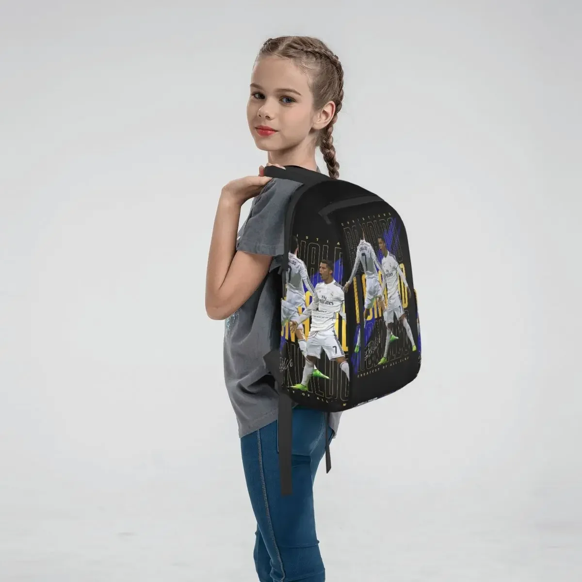 Cristiano Ronaldo Suuiii! Backpack Large Capacity Children BookBag School Bag Shoulder Bags for Men Women