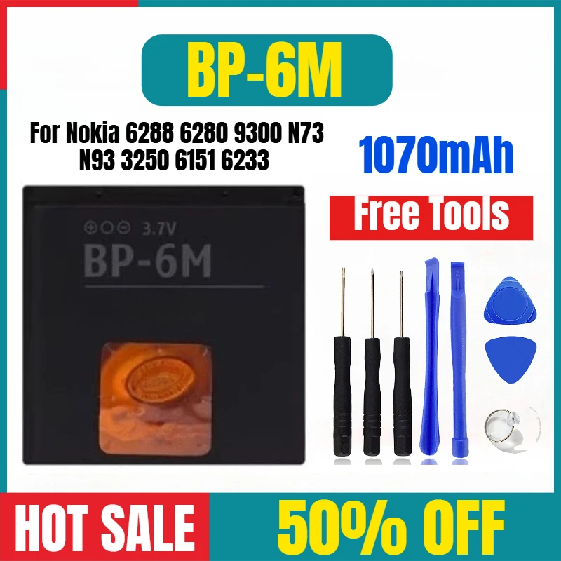 

1070mAh for Nokia BP-6M 6288 6280 9300 N73 N93 3250 6151 6233 Mobile Phone Batteries