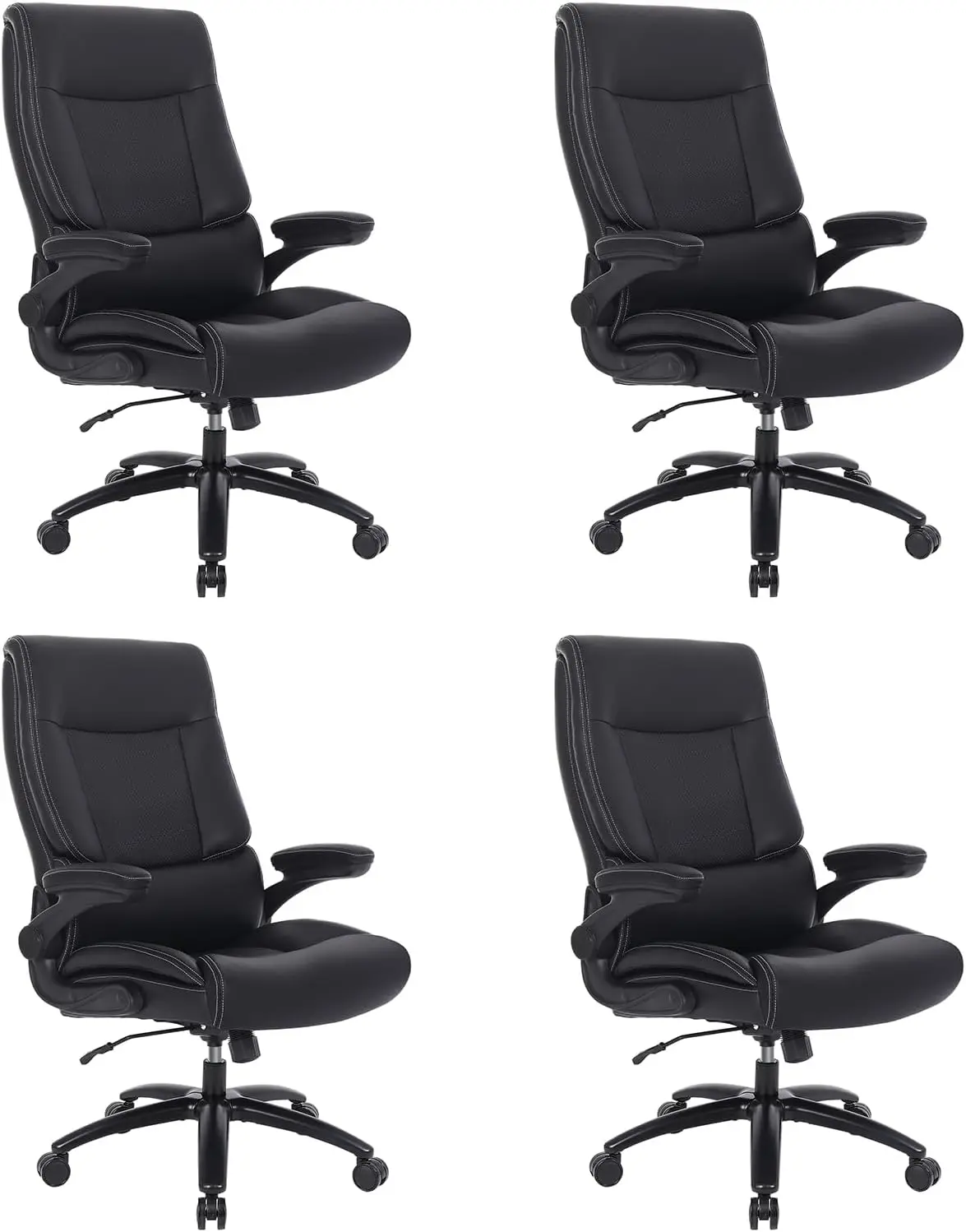 

Big and Tall Office Chair Set of 4 500LBS Executive Desk Chair with Lumbar Support PU Leather Ergonomic Computer Chair