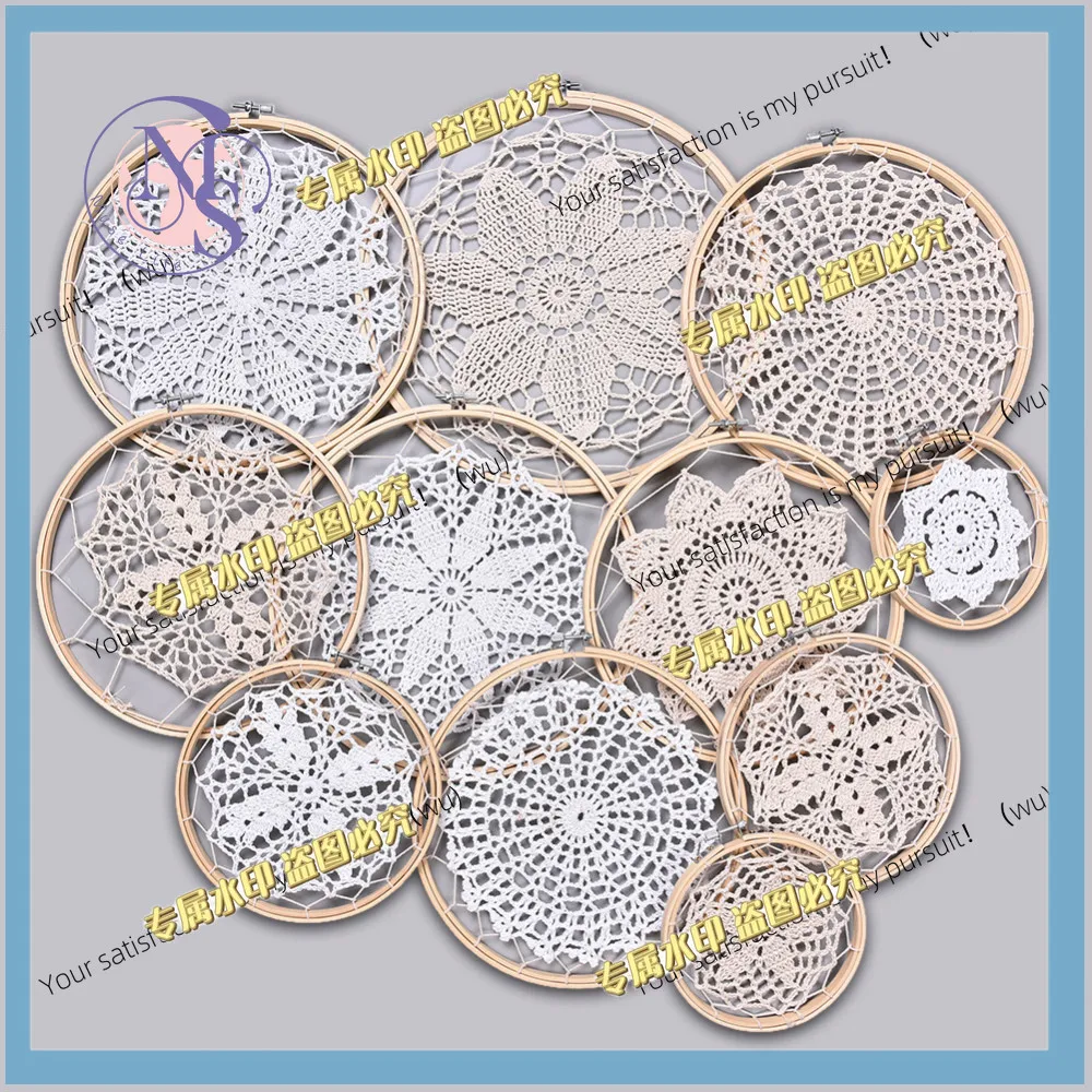 1 set of DIY large lace round pad dream catcher set, wedding background room decoration
