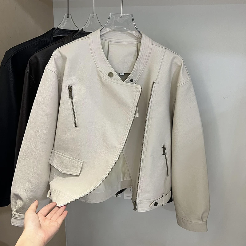 American Retro ort PU Pelle Jaet Donna Autunno 2025 Nuovo design caldo Piccole dimensioni Pendolari Sle Loose Fit Lungo Sve