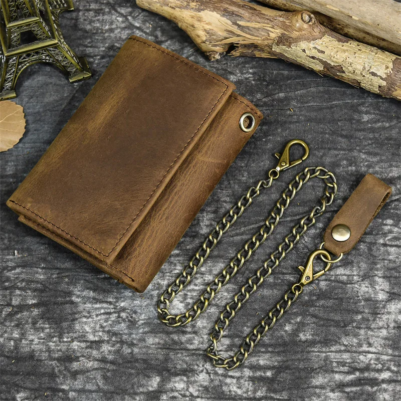Vintage Genuine Cowhide Leather Wallet Short Casual Men's Wallet Top Layer Leather Compact Size Anti-Theft Bifold Wallet