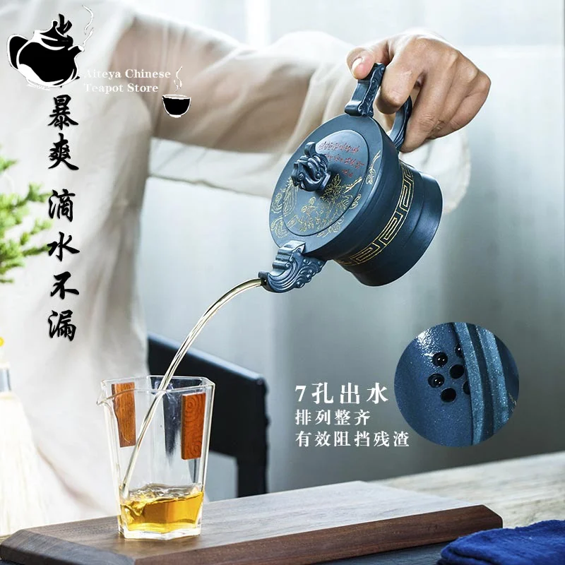 Imagem -04 - Chinês Yixing Argila Bule Coleção Artesanal Tianqing Lama Phoenix Courtship Kung fu Tea Grupo 320ml High Capacidade