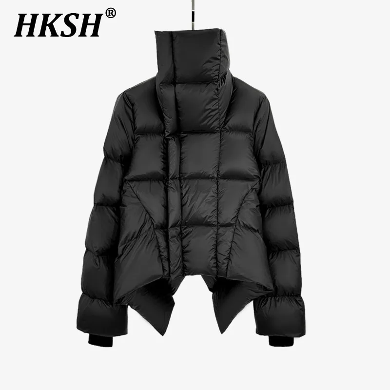 HKSH Autumn Winter New Women\'s Tide Dark RO Style White Duck Down Coats High Neck Gothic Niche Design Fashion Chic Padded H2860