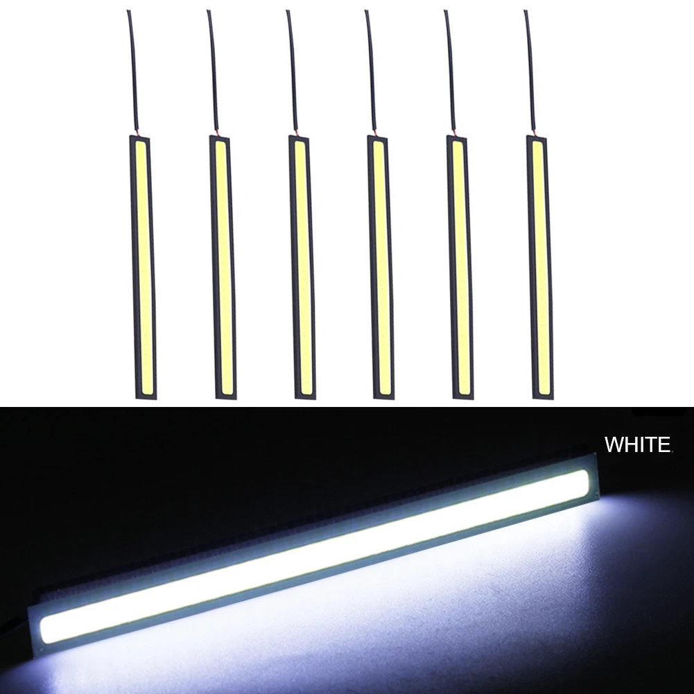 

6PCS 12V Car DRL COB LED Strip Waterproof Self-adhesive White Light Bar Interior Lighting For Camping Caravan Boat