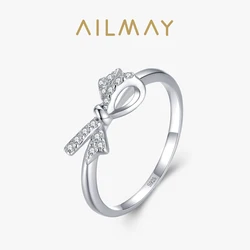 Ailmay-Anillo de Plata de Ley 925 con circonita cúbica, joyería fina de estilo coreano para mujer, regalo de San Valentín, boda romántica