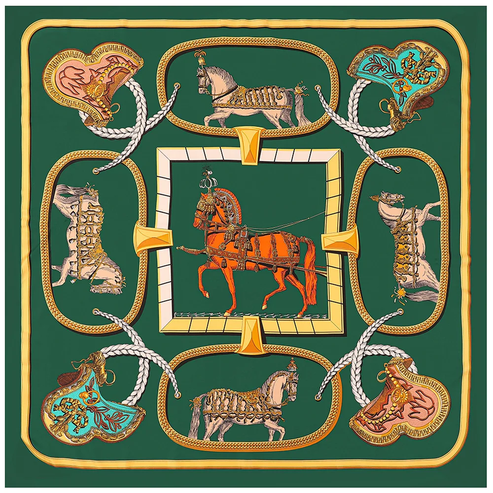 130cm cuatro estaciones otoño nueva bufanda para mujer carruaje de caballo borla regalo de viaje chal cálido protector solar bufanda cuadrada grande presente