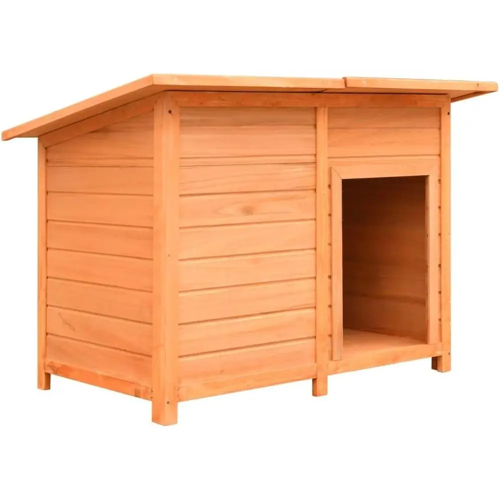 

Solid Pine Outdoor Dog House, Brown, 47.2 x 30.3 x 33.9 Kennel Enclosure