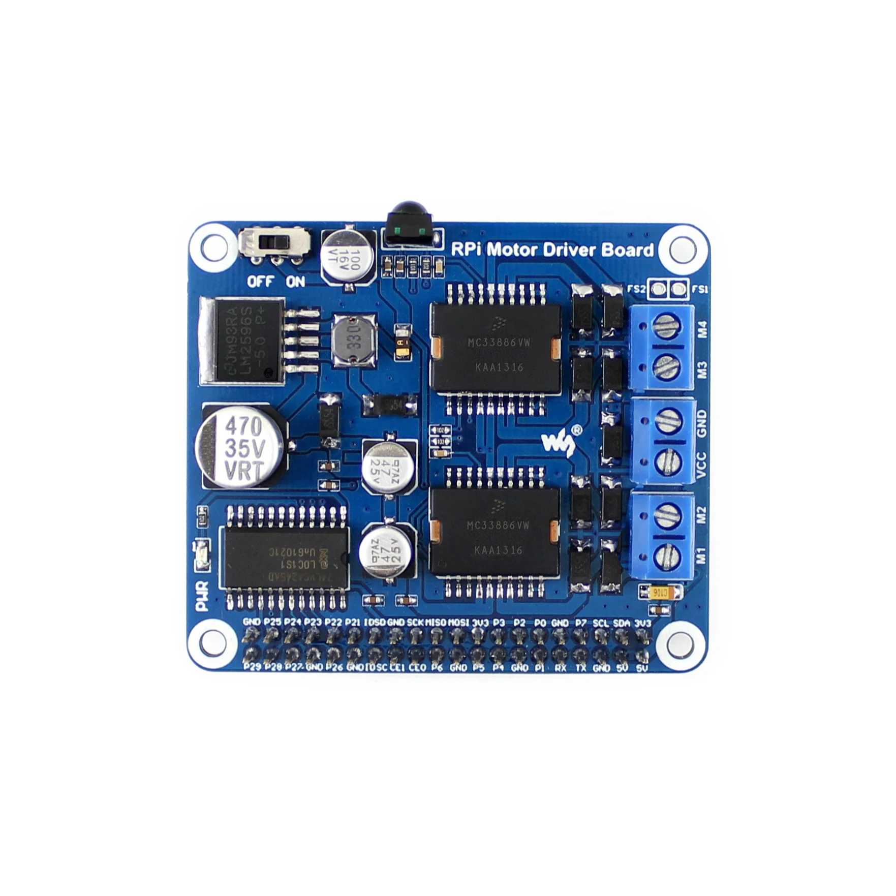 

Waveshare RPi Motor Driver Board Raspberry Pi Expansion Board DC Motor / Stepper Motor Driver