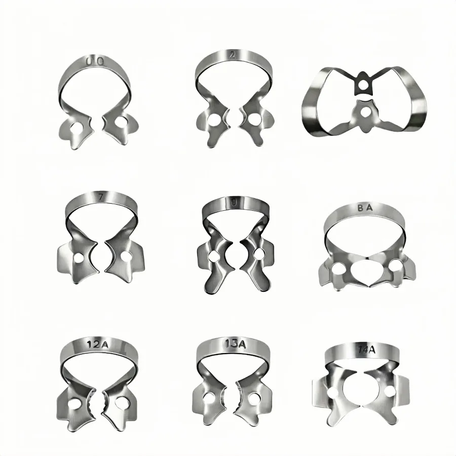 

Endodontic Restorative Barrier Clips Dental Rubber Dam Clamps Stainless Steel Frame Holder Molar Teeth Oral Dentistry Materials