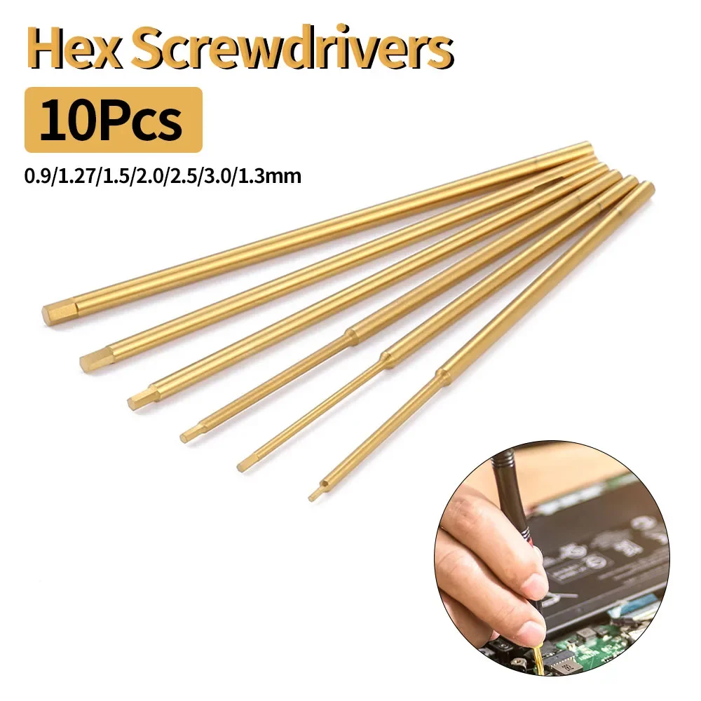 10Pcs Hex Wrenches Screwdrivers Tools Screwdriver 0.9/1.27/1.5/2.0/2.5/3.0/1.3mm Hard Alloy Steel Metal for RC Helicopter Model