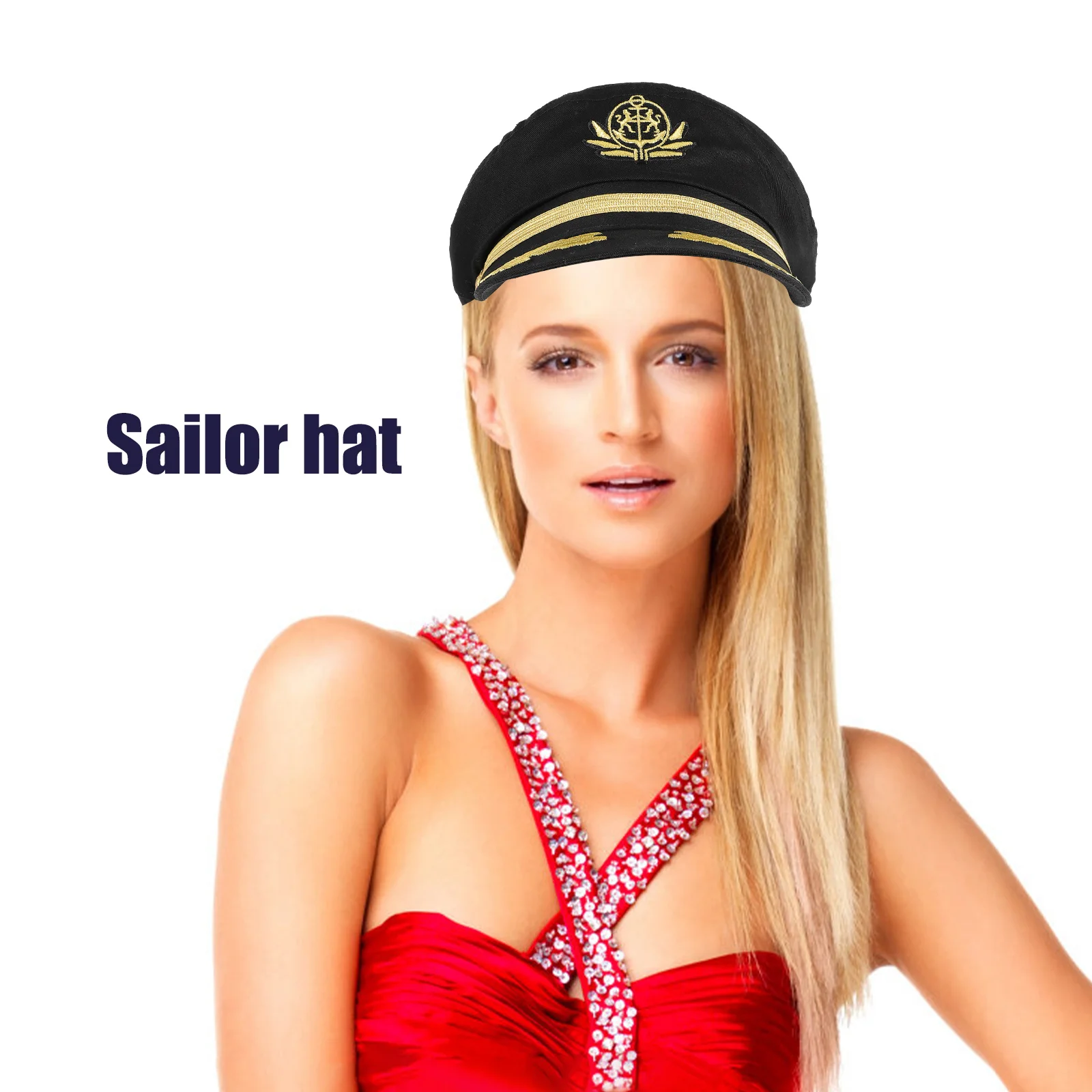 ''جسن   [{"العنصر":" قبعة الكابتن البحرية المطرزة خفيفة الوزن قبعة بحار للحفلات التنكرية أداء المرحلة زي الديكور