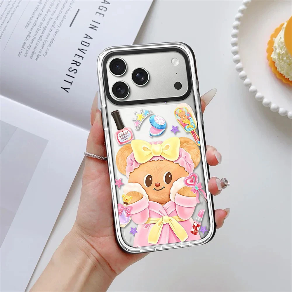 Cute Cartoon Bathrobe Bear White Border Magnetic Cover for IPhone 12 13 14 15 16 17 Pro Max Case for IPhone 17 Air