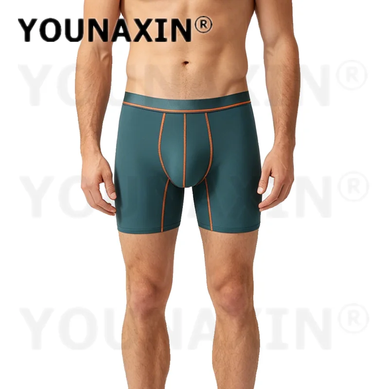 6 Pieces Men's Ice Silk Long Leg Boxer Briefs Sports Sexy Comfort Shorts Youth Underwear Trunks M L XL 2XL YOUNAXIN