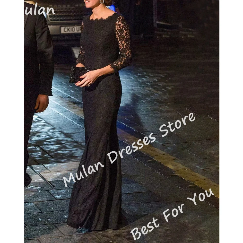 

Elegant Black Long Evening Dresses for Women Lace Mermaid Sweep Train Special Events Prom Party Dress Wedding Gala Maxi 2024