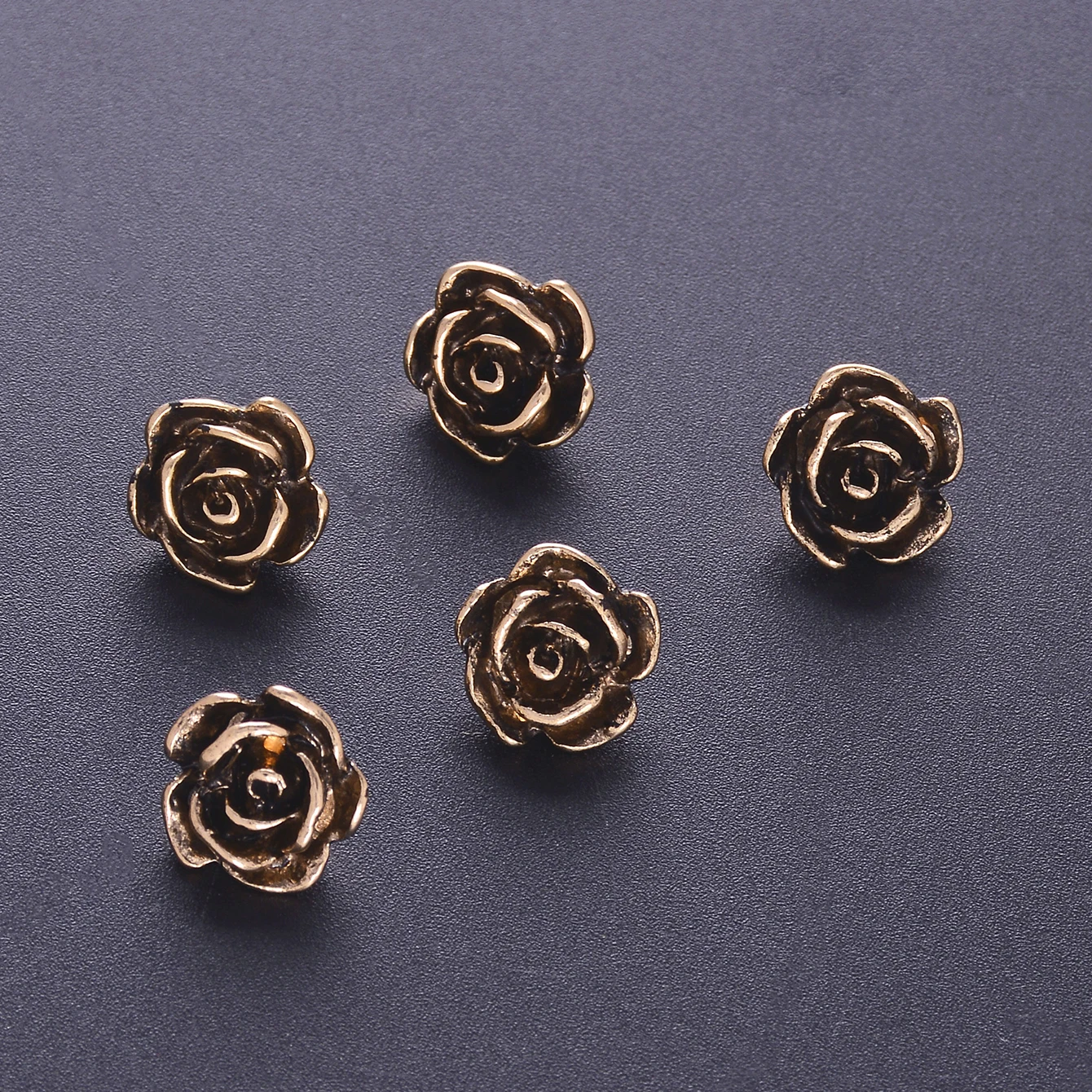 7pcs/Pack Vintage Rose Flower Metal Buttons For Shank Woolen Coat Dress DIY Shoes Hats Decor Buttons Sewing Accessories