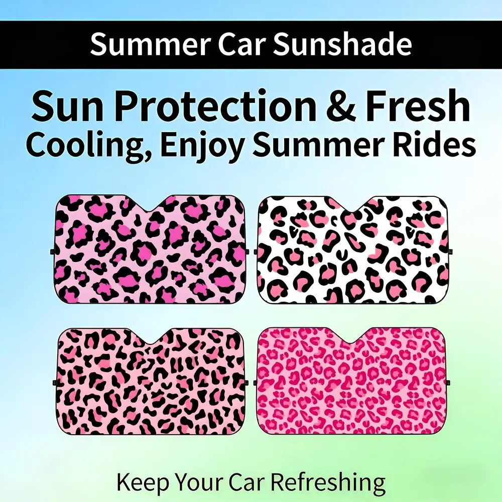 

Pink Leopard Print Sun Visor Retractable Car Windshield Sun Shade UV