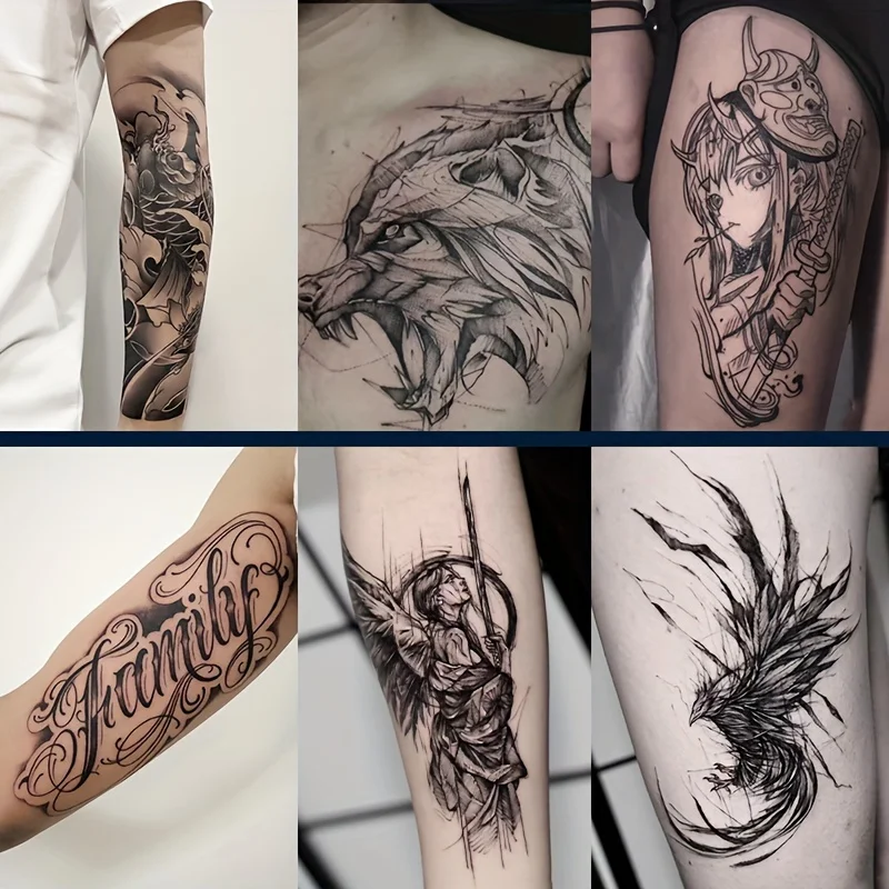 

6 больших травяных тату-наклеек, стойких от 7 до 15 дней, водонепроницаемых и износостойких, с реалистичным эффектом.