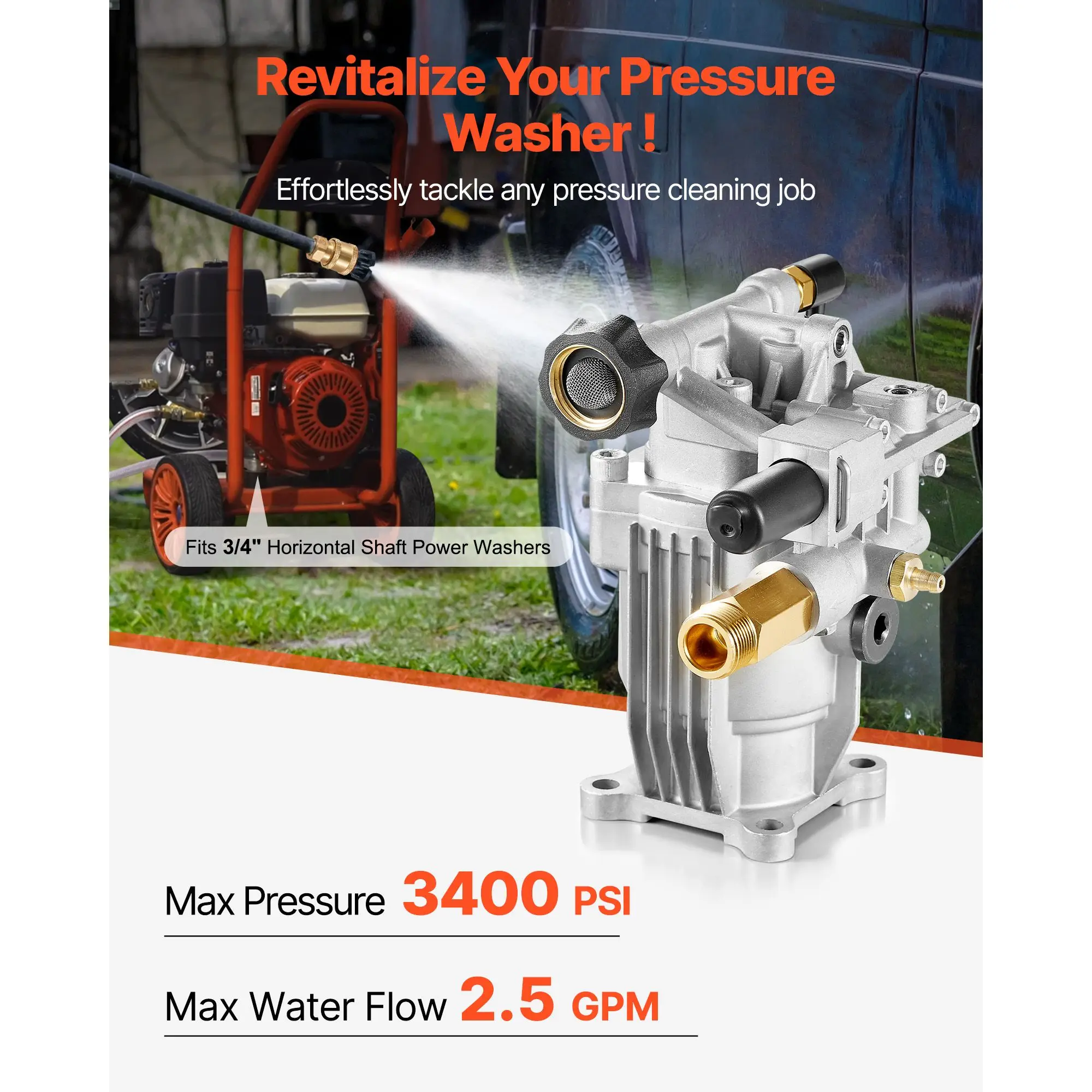 Pressure Washer Pump, 3/4