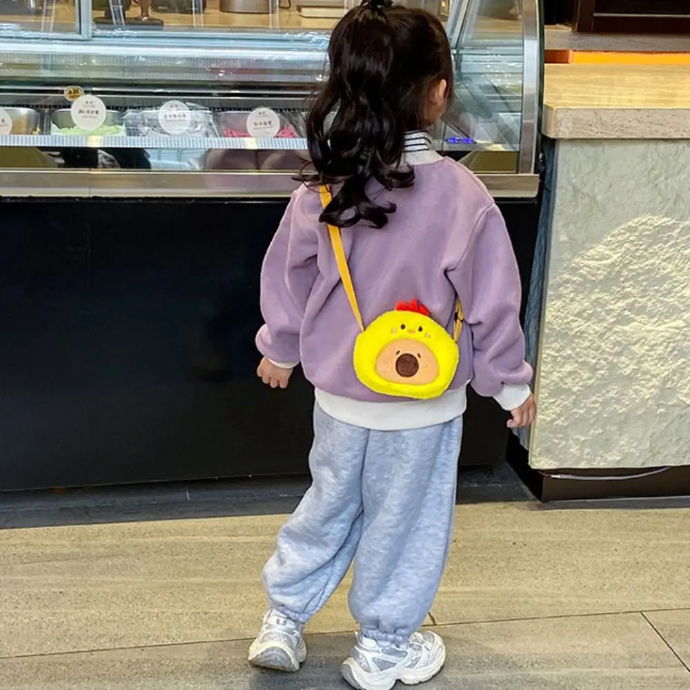 Borsa a tracolla Capybara di grande capacità Borsa a tracolla per animali in cotone PP con animali dei cartoni animati Borsa portamonete portatile con cerniera per rana