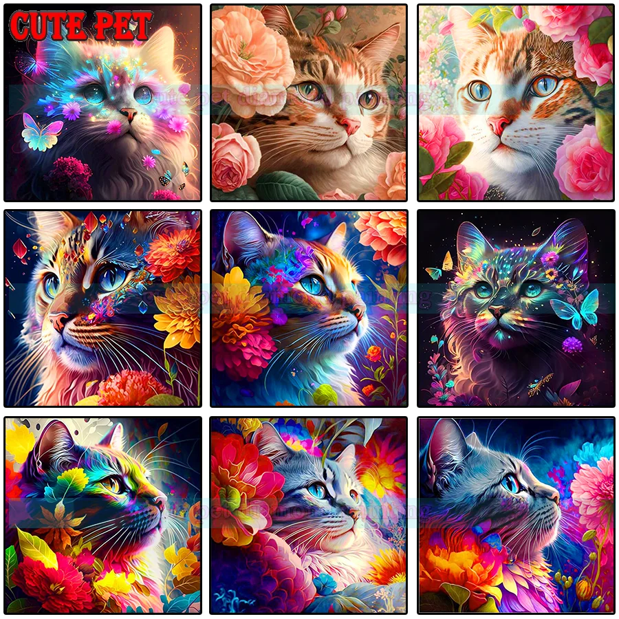 

DIY 5d алмазная живопись, новинка 2023, звездное небо, милые животные, мозаика, вышивка крестиком, цветок, бисер, вышивка, фотографии кошки для дома