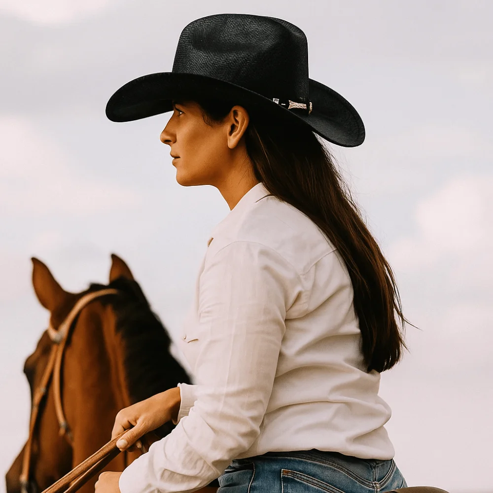 بارد العرقية نمط قبعات رعاة البقر الغربية قبعة واسعة حافة اعوج فارس قبعة البوليستر بلون راعية البقر الجاز قبعة الحماية من الشمس #2