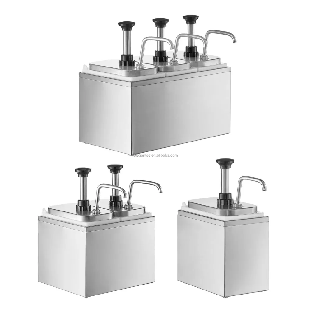 Restaurant Cafe Hotel Elegant Stainless Steel Tabletop Tomato Sauce Dispenser Pump Sauce Dispenser