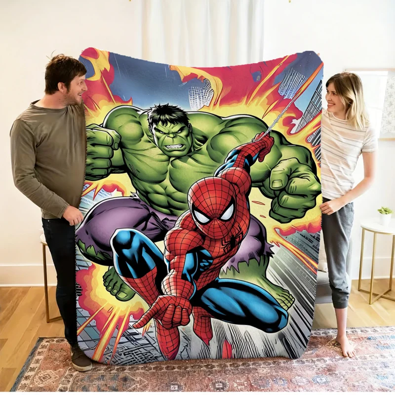 

Плед с принтом Marvel Spider Man&Hulk, фланелевое одеяло в стиле Мстителей, легкое, мягкое и удобное, дышащее, подарок для фанатов
