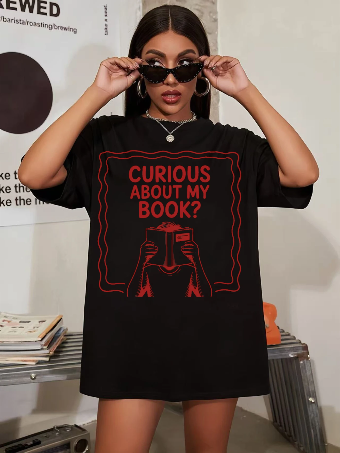 

Wanted 10 Sheeps Comfortable Black Round Neck T-Shirt for Women Plus Size Autumn Clothes Soft Halloween Fall Holiday Outfits