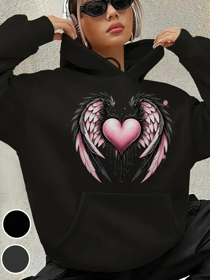 

2025 Autumn and Winter Women's Gothic Valentine Day Hoodie Oversized Pullover High-end Luxury Is for Both Men and Women Top Y2k