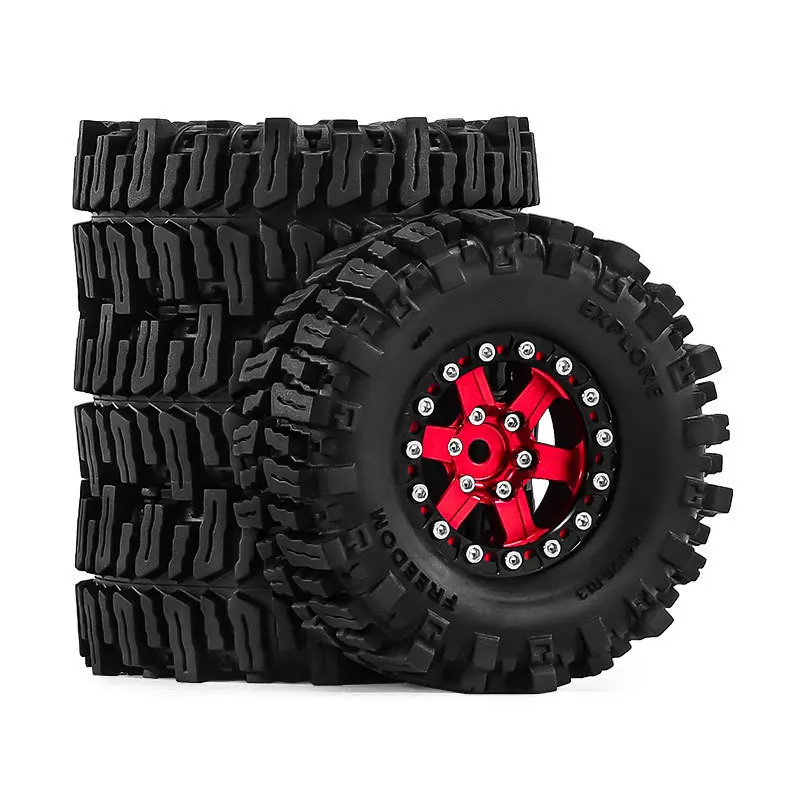 Opony 64mm do 1/18 TRX4M SCX24 FMS Ascent-18, felgi 1.3 cala, metalowe akcesoria tuningowe do samochodów RC, części zamienne