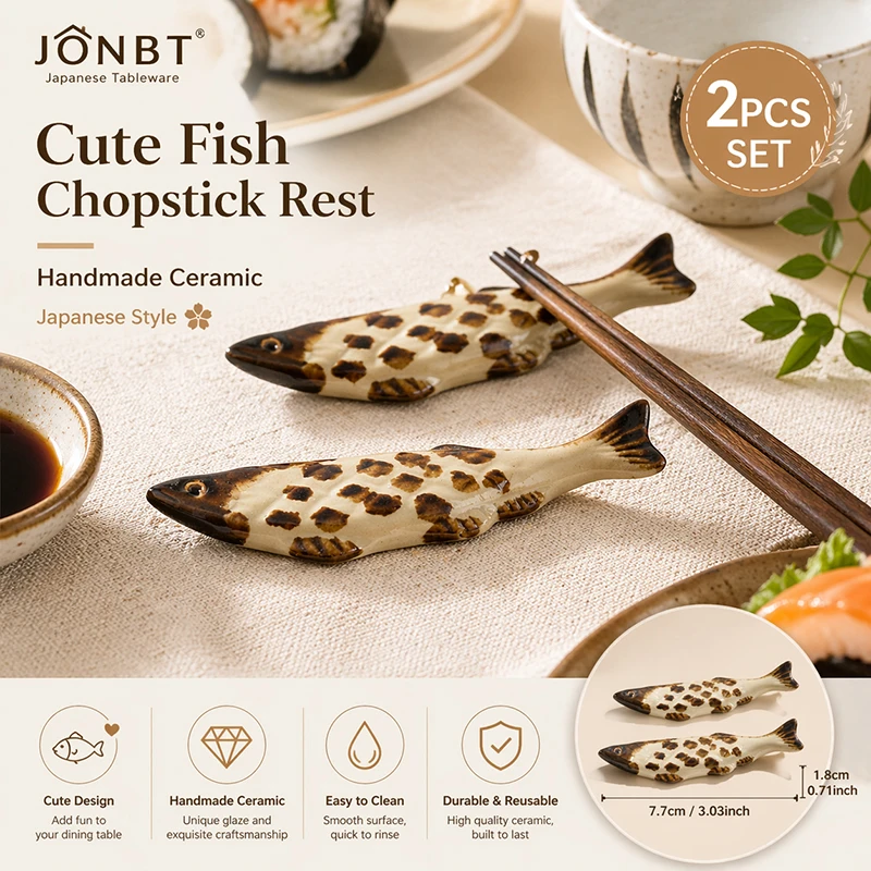 2/4PCS Ceramic Fish Chopstick Rest Handmade Saury Chopsticks Holder Japanese Style Tableware Spoon Fork Rack Kitchen Decor
