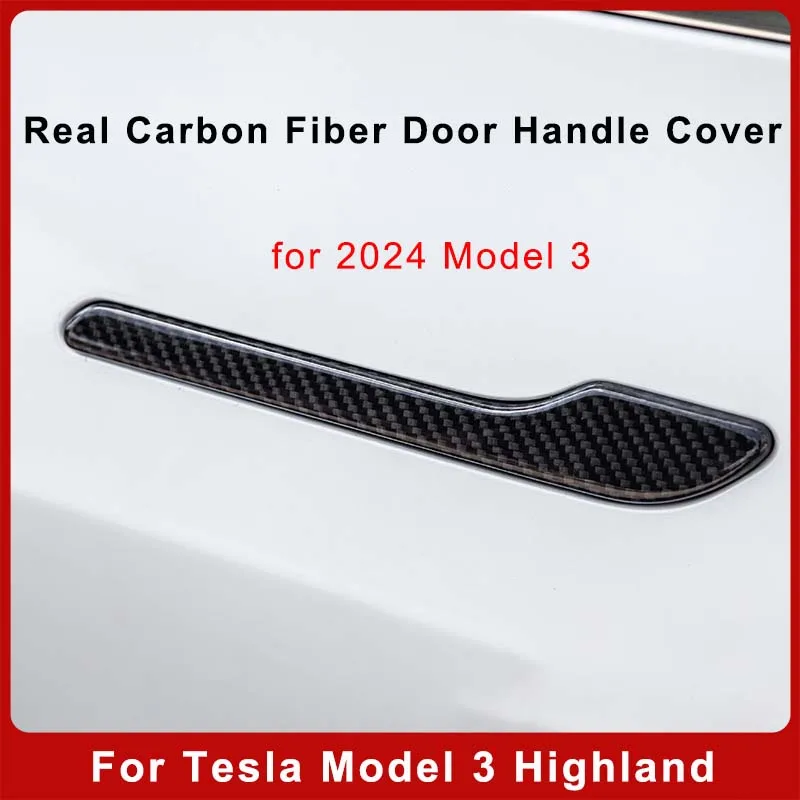 

4 Pcs Real Carbon Fiber Car Exterior Door Handle Cover Scratch Protector Trim Sticker Accessory For Tesla Model 3 Highland 2024