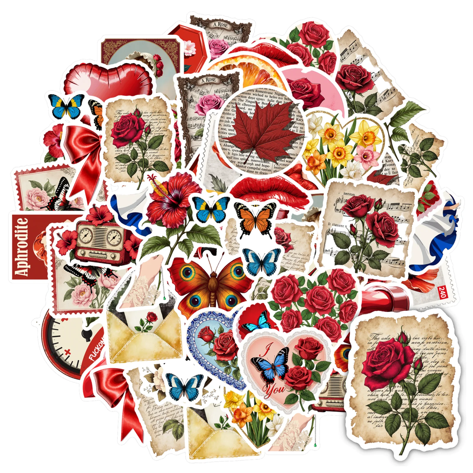 

35 шт., милые наклейки с любовью, романтические романтические наклейки «сделай сам», винтажные наклейки для чемодана, холодильника, телефона, багажа, ноутбука, гитары, автомобиля, сделай сам