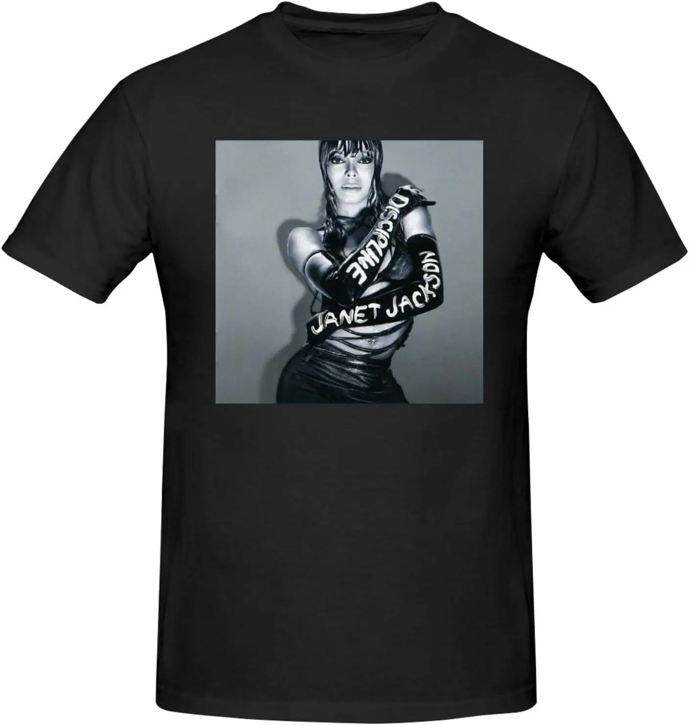 Janet Music and Jackson Men's T-Shirt Soft Cotton Crew Neck Short Sleeve T Shirts Stylish Graphic Tees Black