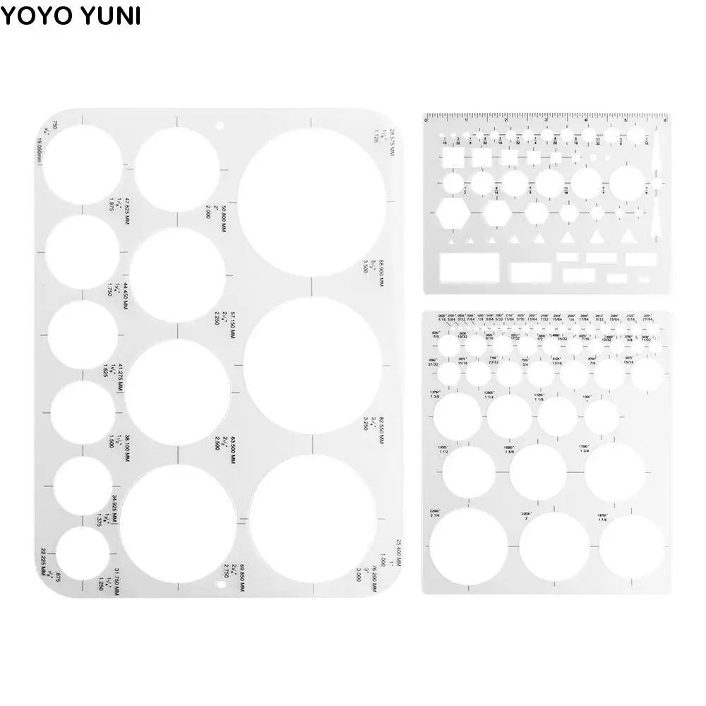 3Pcs 3 Sizes Round Templates Transparent Multi-use Circle Stencils for Drawing Durable Creativity