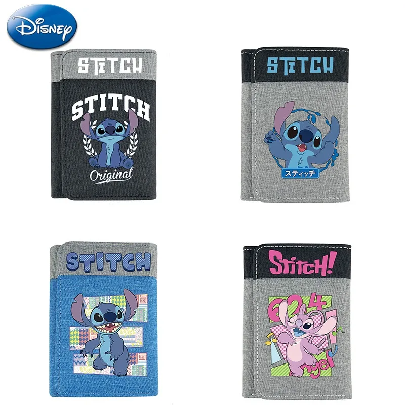 

Disney Stitch Wallet Movie Cute Character Student Male Female Triple Fold Hasp Long Wallet Change Card Bag Valentine Day Gift