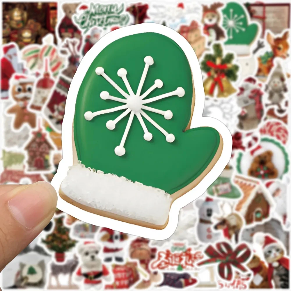 새해 크리스마스 만화 스티커, 사슴 산타 클로스 눈사람 데칼, 방수 귀여운 미적 장식 스티... - 3