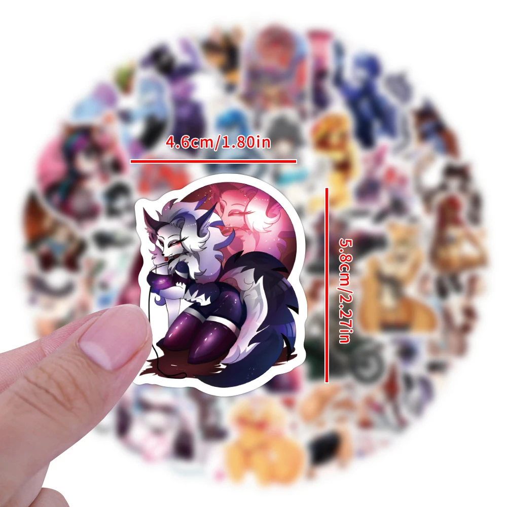 

10/30/60pcs Cartoon Sexy Furry Animal Girls Stickers Cool Anime Girl Graffiti Decals Helmet Phone Notebook Adult Sticker Packing