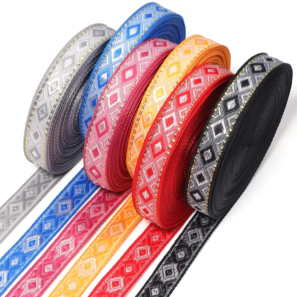 5 Yards 1,2 cm Buntes Ethnisches Besticktes Jacquard-Band für Kleidung, Taschenverzierung, Dekoration, Geschenkverpackung, DIY-Kopfbedeckungszubehör – Detail 6