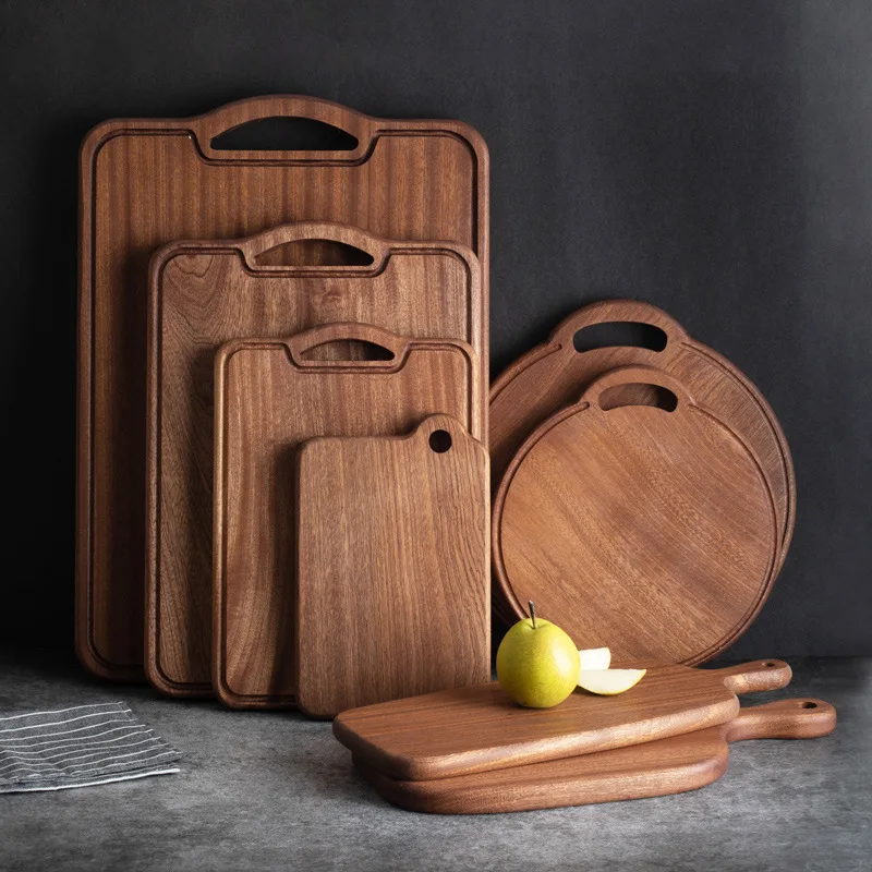 

Ebony Chopping Board Without Paint Cutting Board Solid Wood FruitBoard Household Kitchen Bread board with Handle Steak Plate