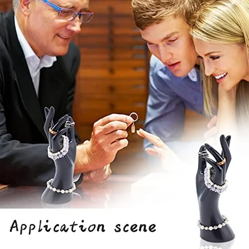 Ring Bracelet Display Stands, Jewelry Display Holder Resin Glove Display Rack Black Mannequin Hands Smooth Female Hand Model