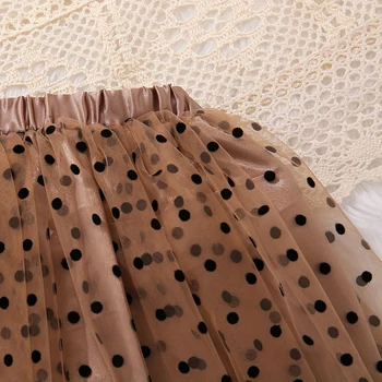 Girls Heart Print Mesh Skirt 3 2024 New Girls Heart Skirts Printed High Waist Mesh Vintage Style Simple Long Skirts Children Casual Skirt 3